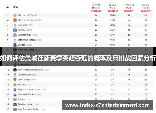如何评估曼城在新赛季英超夺冠的概率及其挑战因素分析 如何评估曼城在新赛季英超夺冠的概率及其挑战因素分析